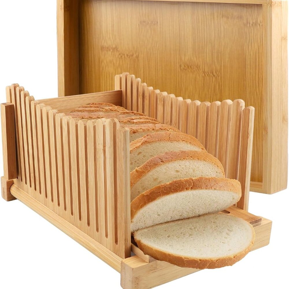 Legend Foldable toast wooden Bamboo Bread Slicer for Homemade Bread 1 Set